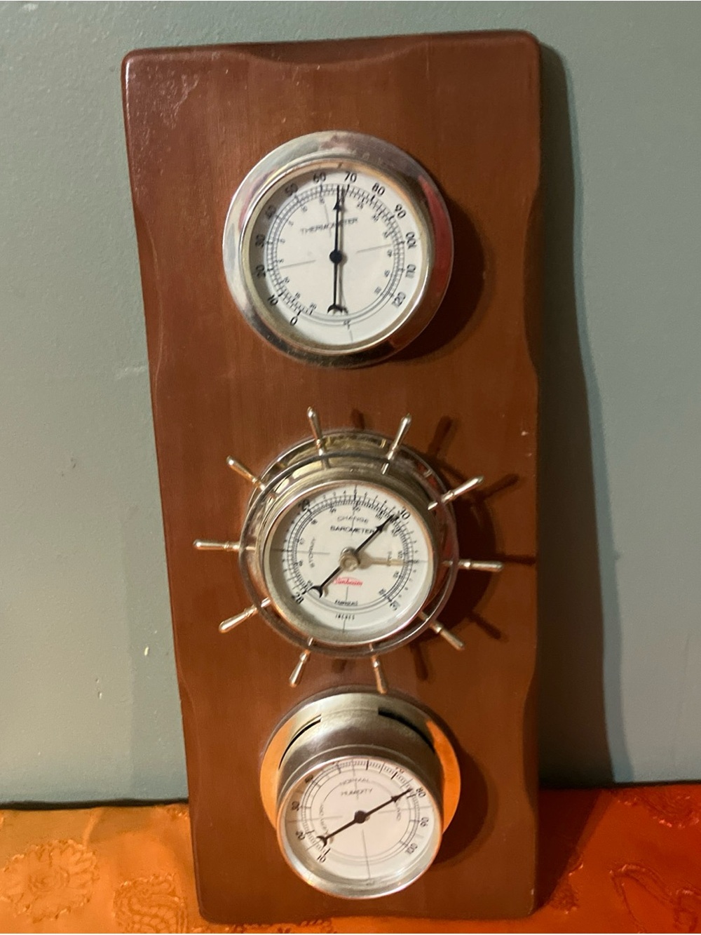 Vintage Sunbeam Nautical Weather Station Barometer, Temperature, Humidity